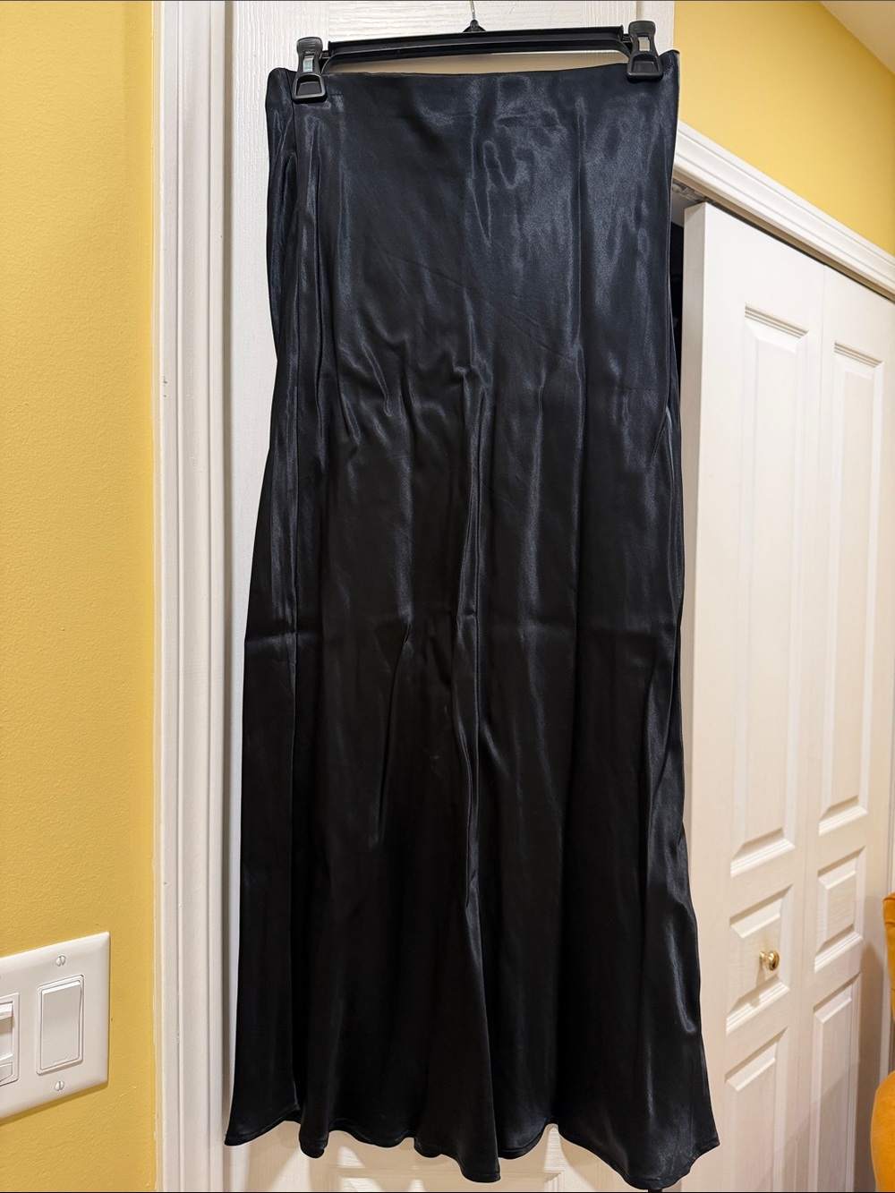 H&M Black Satin Midi Skirt - Sleek Slip Style